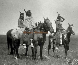 1900s Native American Indian Braves Chief Horseback Glass Photo Camera Negative