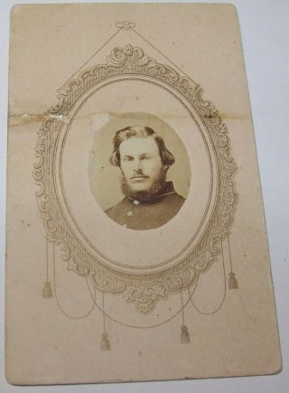 1863 Antique Civil War Soldier Cdv Photo Lewis Reynolds 11th Michigan Cavalry
