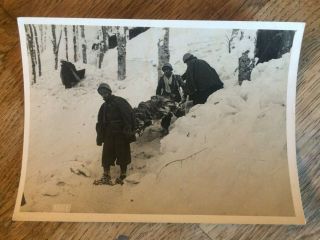 Italian Army Press Photo 2nd World War Mountain Snow Carrying Stretcher