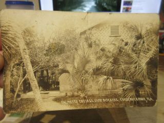 Vintage Old Postcard Florida Cocoanut Grove Coconut Camp Biscayne Real Photo Pc