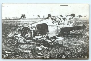 WWI Crashed German Airplane Shot Down Real Photo Postcard Aero Plane Vtg RPPC A3 2