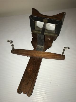 Wood Stereoscope Stereo Viewer Antique Vtg No Handle - Thick Glass