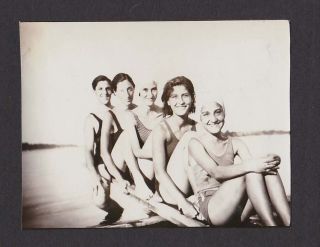 Young Ladies Swimsuits Woodland Lake Old/vintage Photo Snapshot - P377