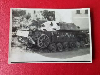 Corsica June 1944,  Abandoned German Tank.  Ww2 Photo 9x6cm