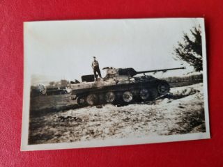 Montimemar Sept 1944,  Captured German Tank.  Ww2 Photo 9x6cm
