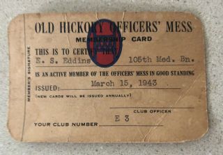 Vintage Rare World War Ii Mess Hall Card 1943 30th Infantry Division Army Guard