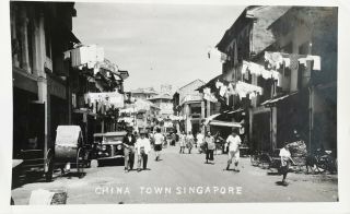 China Town,  Singapore.  Vintage Photographic Postcard 1946 Forces Air Mail