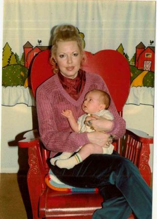 Old Vintage Photograph Blonde Woman Holding Adorable Baby