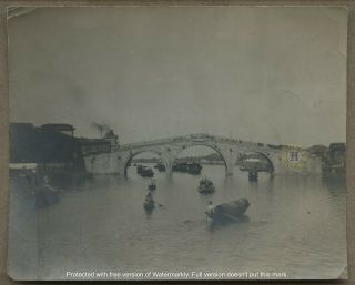 Vintage China Photograph Grand Canal Jing - Hang Bridge Hangzhou C.  1910s