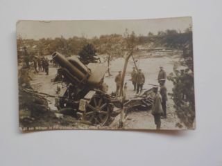 Wwi Photo Postcard 1919 Large Gun Germans Waiting To Fire War Germany Rppc Ww1