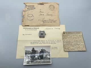Ww2 German Grouping From Wehrmacht High Command Watch,  Letter Soldier Death Kia