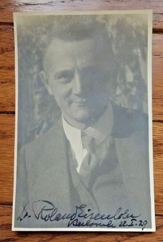 Ww1 German Pilot Roland Eisenlohr Autographed Photo Postcard Rppc 1929
