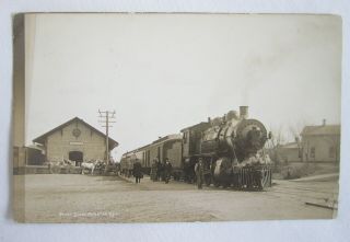 Vintage Rppc Real Photo Postcard Rp Railroad Station Depot Train Mauston Wi Wis