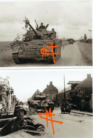 6 X German Photos Of Ww2 German Elite Panzer Division Nr.  12 Normandy 1944