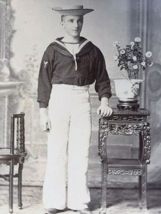 Cabinet Photo Royal Navy Sailor Uniform Arm Badge Sze Yuen Ming Shanghai China