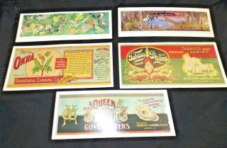 5 Vtg.  Lg Orleans Louisiana Past Cards Audubon Zoo,  Tabasco,  Okra,  Gove Oysters