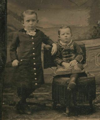 Old Vintage Antique Tintype Photo Young Little Boys In Dresses Boy Dress Attire