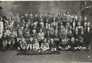 Vintage Old Photograph Group Of School Boys Girls And Teachers 1920 