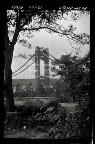 1930 George Washington Bridge Construction Manhattan Nyc Old Photo Negative 579b