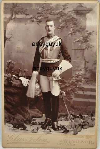 Cabinet Card Windsor Royal Horse Guard Officer Military Plume Photo Soldier