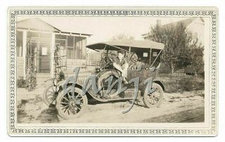 Studly Young Man In Antique Car With His Feet Hanging Over The Door Old Photo