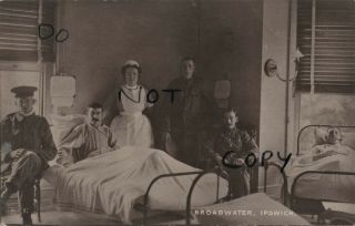 Ww1 Wounded Soldiers & Nurse Broadwater Auxiliary Military Hospital Ipswich