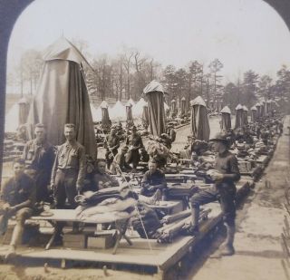 Antique World War 1 Photo Of Us Soldiers At Camp Oglethorpe,  Stereoview