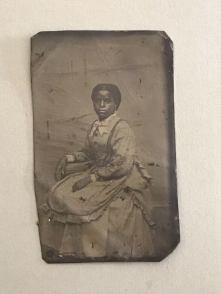 Rare Vintage Tintype Of African American Woman