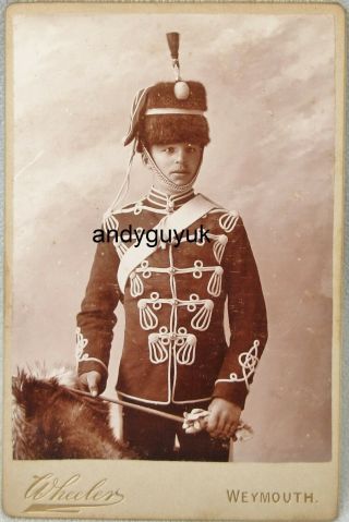 Cabinet Card Hussar Military Antique Photo Cavalry Busby Weymouth Soldier