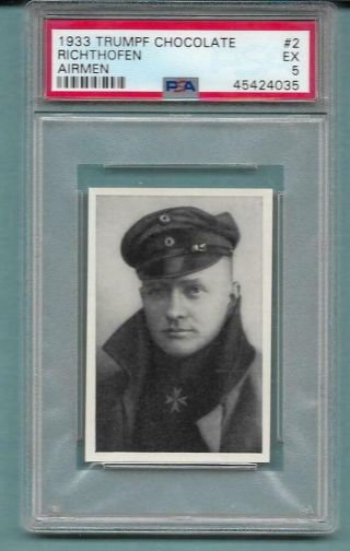 1933 Trumpf Chocolate Red Baron Ww1 " Ace Of All Aces " Psa 5 Rare