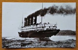 Lusitania Cunard Line - Real Photo Rppc - 1908 Vintage Postcard Davidson 