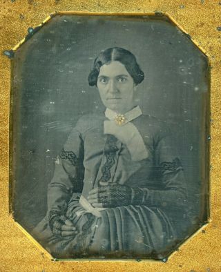 Portrait Of Pretty Woman Looking Directly Into Camera (1/6 Plate Daguerreotype)