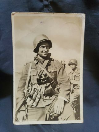 Ww2 Vintage Germany Real Photo Rppc Postcard German Soldier In Uniform