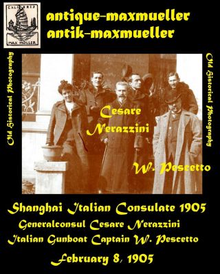 Photo China Shanghai Italian Embassy Consul Nerazzini Capt.  Peszetto ≈ 1905