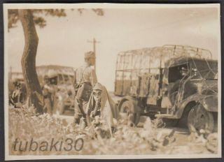 Mq23 Ww2 Japan Army Photo Gas Mask Soldier In Truck Unit
