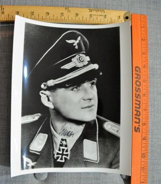 Ww2 " German Luftwaffe Pilot Iron Cross " Autographed 8 X 10 Photo