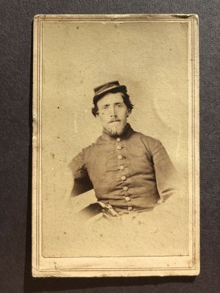 Antique Id’d 1st Ohio Calvary Civil War Soldier Armed With Revolver Cdv Photo