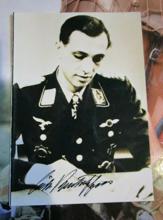 Erich Rudorffer (jg2) German Ww2 Luftwaffe Ace Knights Cross Signed Photo