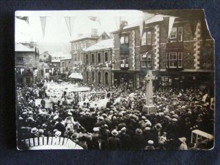 Rare Early 20thc Photograph Dolgelly Event Ww1 War Memorial In View Dolgellau