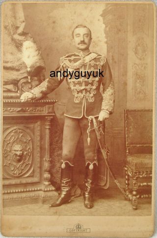 Cabinet Card Col Harry W Verelst Yeomanry Cavalry Cricketer Military Busby Photo