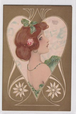 Vintage Postcard Artist Raphael Kirchner " Jewells Series " 1900s