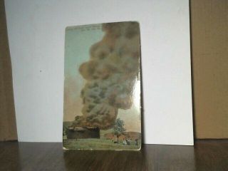Vintage Firefighting Postcard - Oil Tank Fire Oil City Pa.  - Postmarked 1911