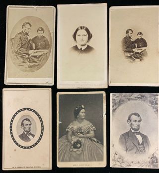 Six 6 President Abraham Lincoln & Mary Todd Memorial Cdv Photos