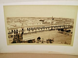 Antique Albumen Photo " Panorama Of Mexico The Palace "