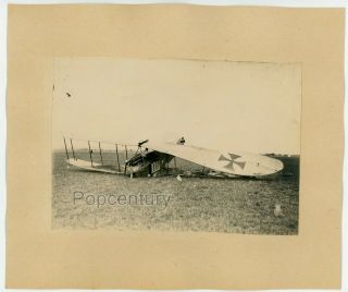Photograph WW1 1910s German Planes Crash in Field Albatros Flugzeugwerke? Photo 2