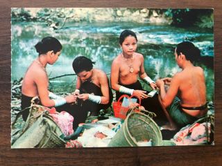 Malaysia Sarawak Old Postcard Sea Dayak Beauties Nude Naked Girls