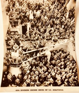 Vintage Cunard White Star Line Rms Aquitania Photo Carrying W.  W.  2 Troops 1940’s