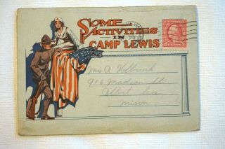 Vintage Postcard Folder Camp Lewis 1918 - Military Base