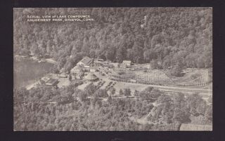 Old Vintage Postcard Of Aerial View Of Lake Compounce Amusement Park Bristol Ct