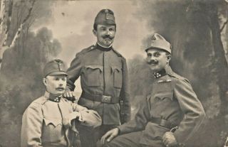 Antique Postcard Ww1 Rppc 3 French Soldiers Portrait 1915 Real Picture